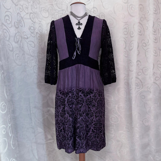00’s whimsy/boho purple dress with knit & velvet details 💜🐌