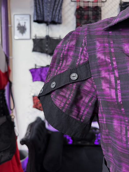 00’s whimsygoth black & purple striped top 😈