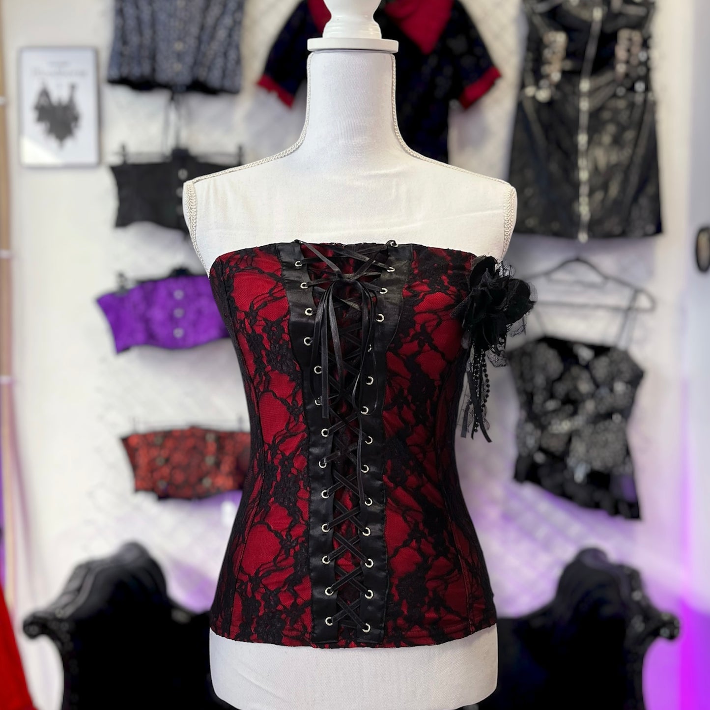 00’s gothic brand new lace up vampire top 🩸