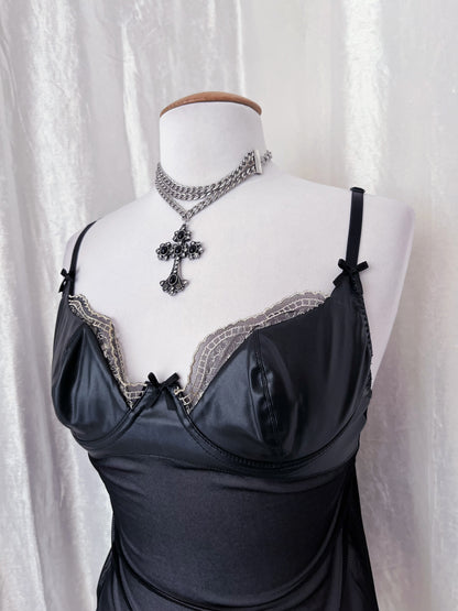 Gothic mesh & faux leather corset top 🎀