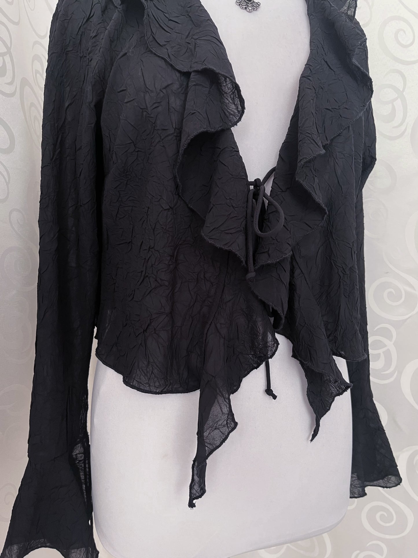 Whimsygoth ruffle sheer top 🌀🕷️