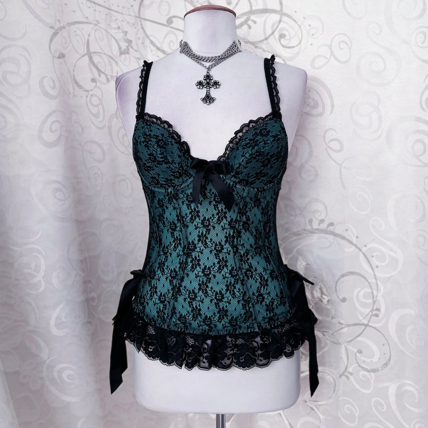 Beautiful whimsy teal bustier top 🫶🌀