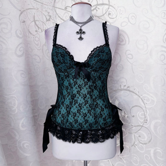 Beautiful whimsy teal bustier top 🫶🌀