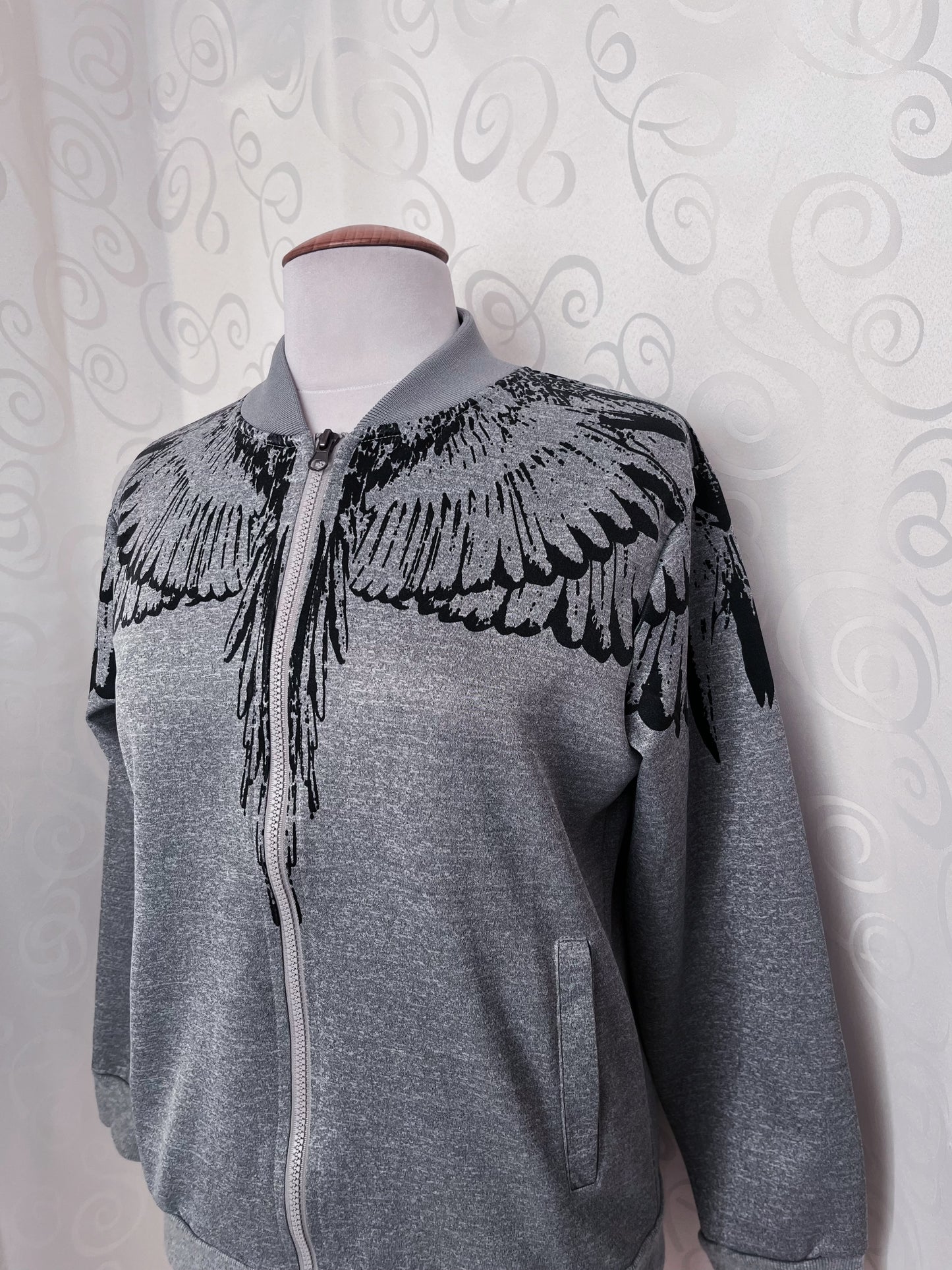 Modern Angel wings grey zip-up jacket 🪽