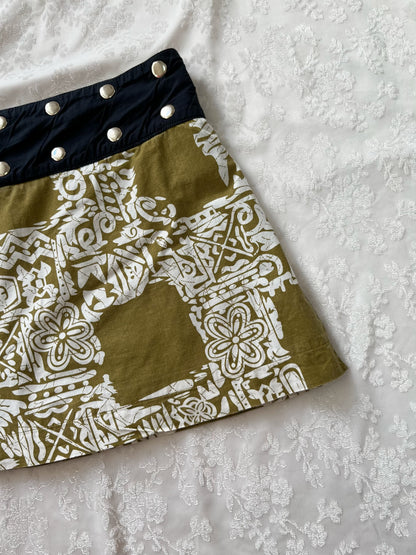 Wrap around double-face mini cotton skirt