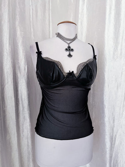 Gothic mesh & faux leather corset top 🎀