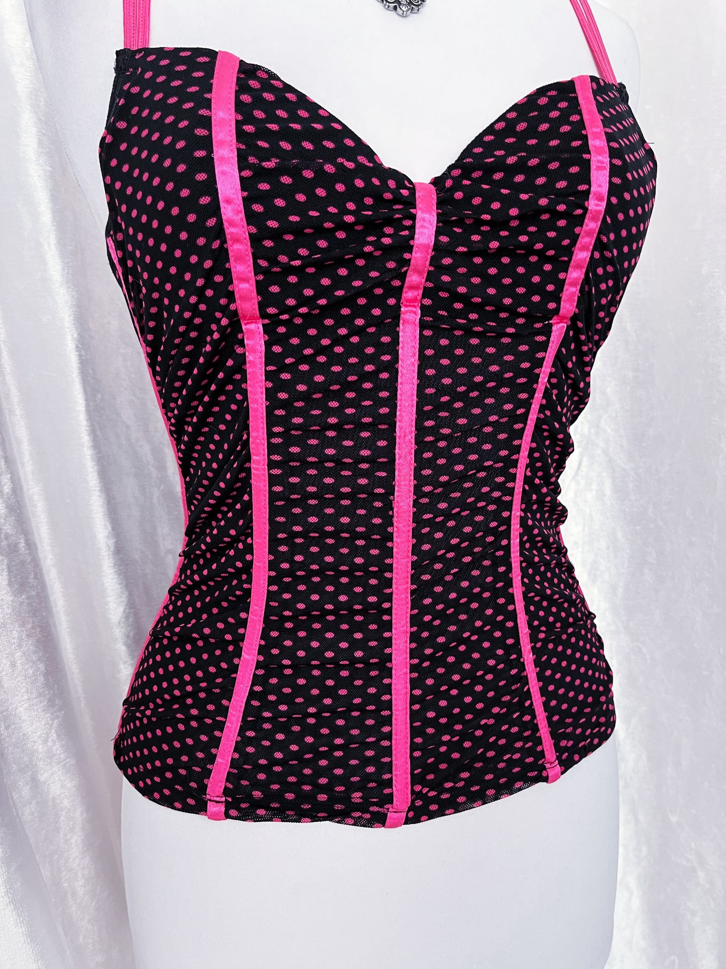 Y2K Victoria’s Secret Sexy little things mesh polka dot corset 🎀