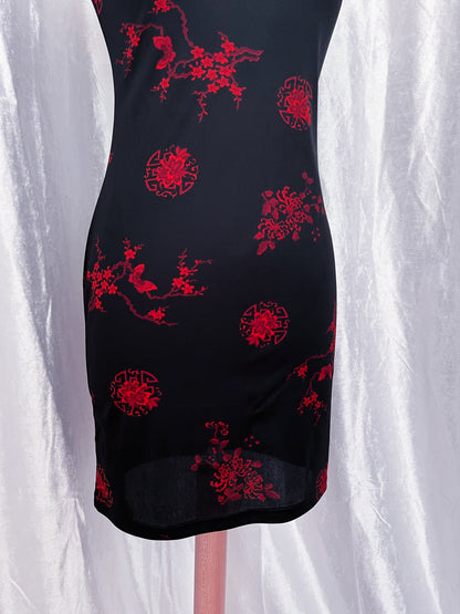 Pimkie asian Qipao style dress with red print details 🐉