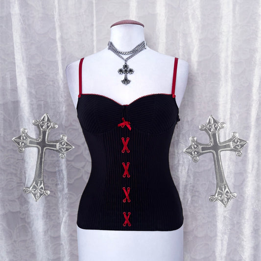 Gothic striped Intimissimi corset up with lace up detail ❣️