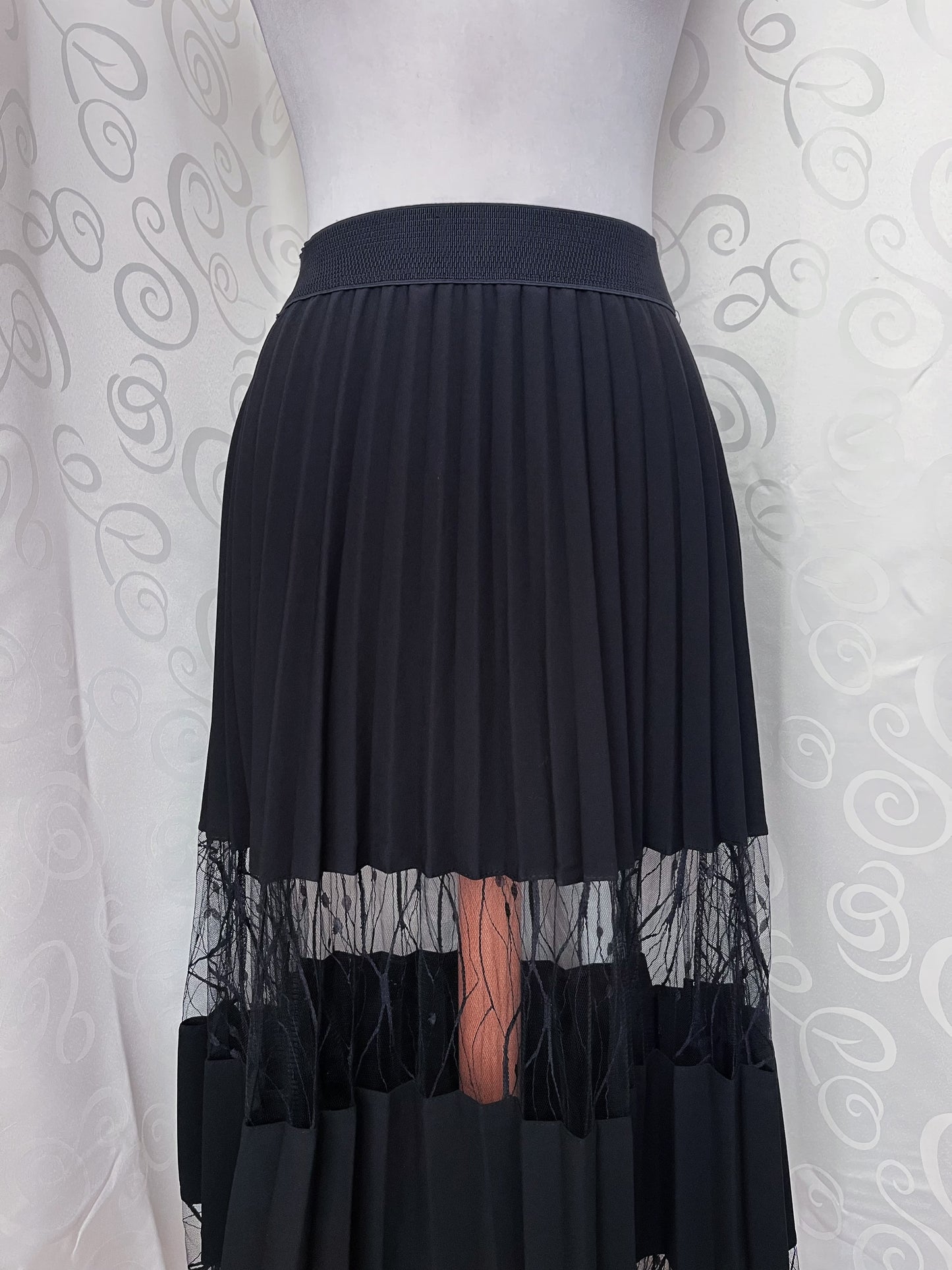 Whimsygoth black maxi skirt with tulle detail 🖤