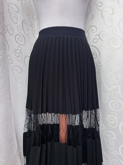 Whimsygoth black maxi skirt with tulle detail 🖤