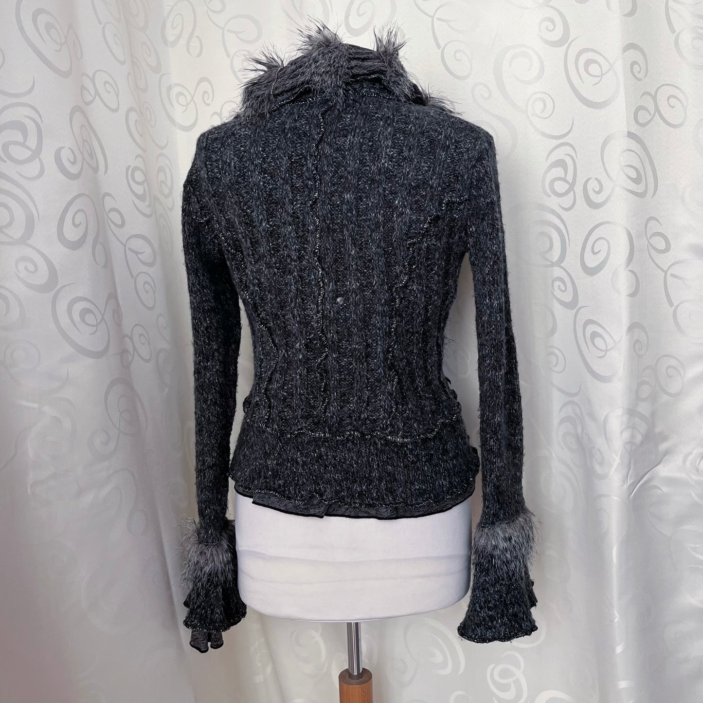 00’s whimsygoth knit light jacket with beautiful patchwork details 🌀🦇