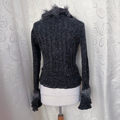 00’s whimsygoth knit light jacket with beautiful patchwork details 🌀🦇