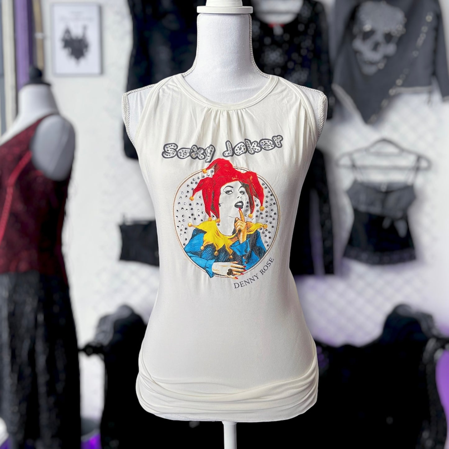 00’s Denny Rose Sexy Joker cut-out top with sequin detail 🃏