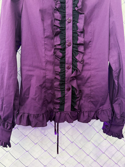 Dracula Victorian purple blouse with ruffle detail .⋆♱