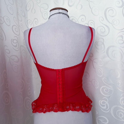 00’s coquette red corset top with key charm detail ❤️🗝️