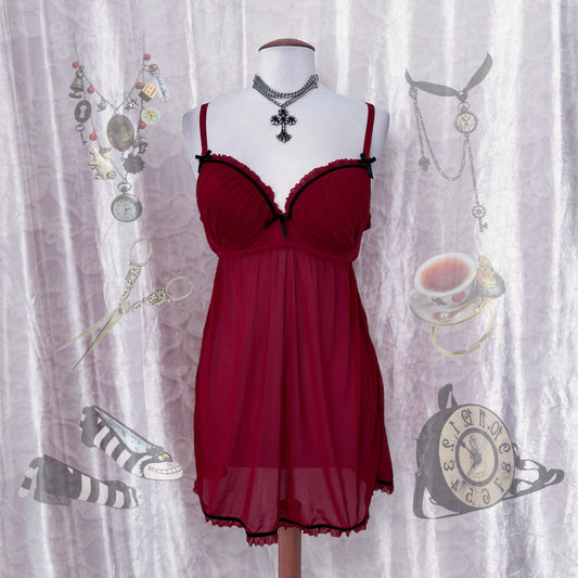 Burgundy mesh babydoll 🩸🎀