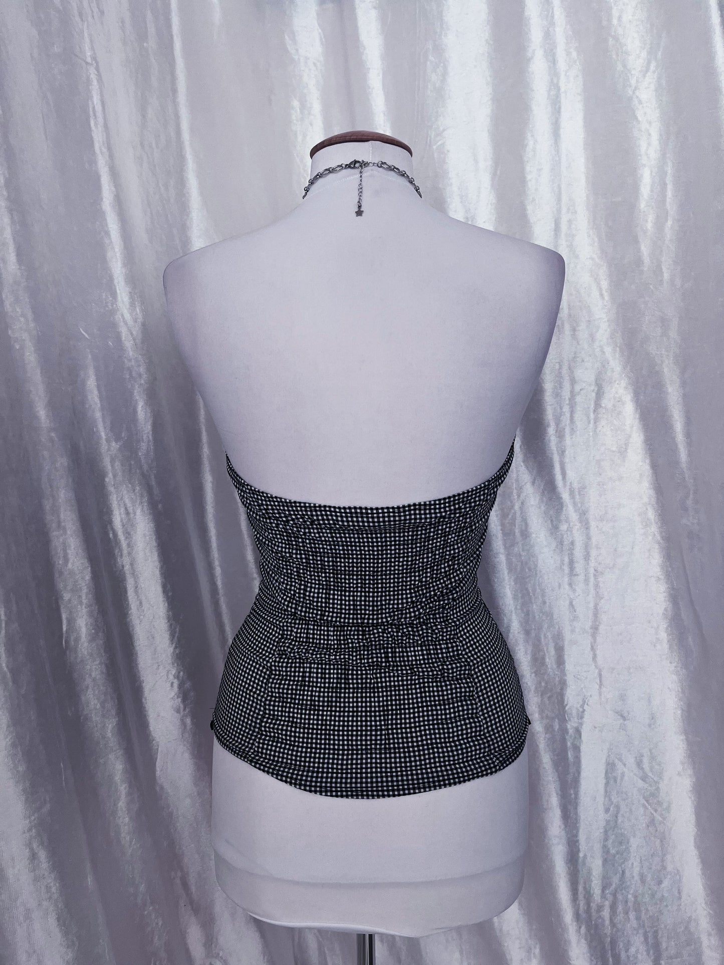Dark coquette Milkmaid plaid cotton corset top 🧺🦇