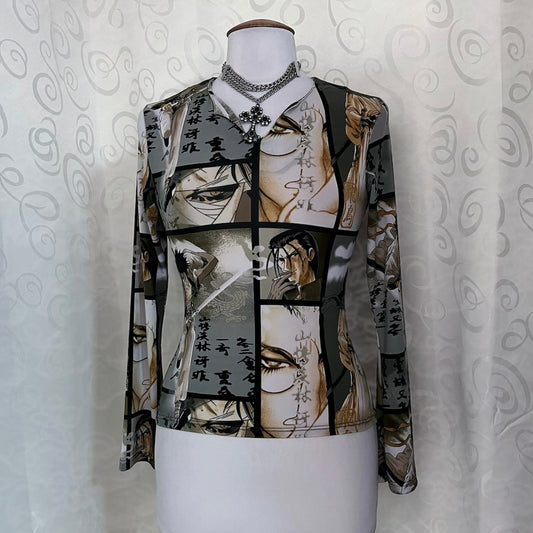 00’s/Y2K anime samurai manga style top 👺