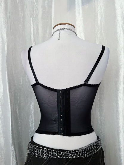 Gothic mesh black corset top 🕸️🕷️