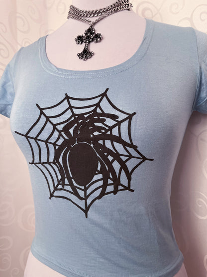 00’s Deadstock spider blue baby tee 🕷️🕸️