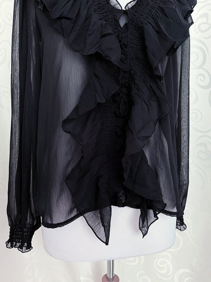 Gothic/Jirai Kei ruffle mesh shirt 🌀✨