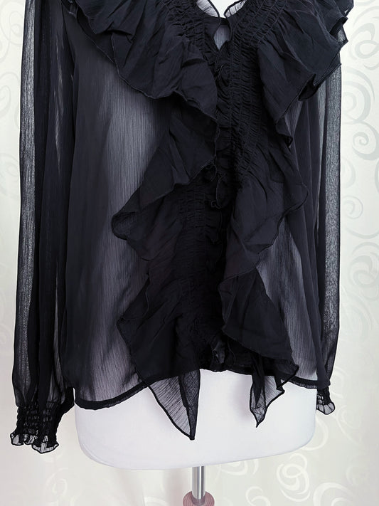 Gothic/Jirai Kei ruffle mesh shirt 🌀✨