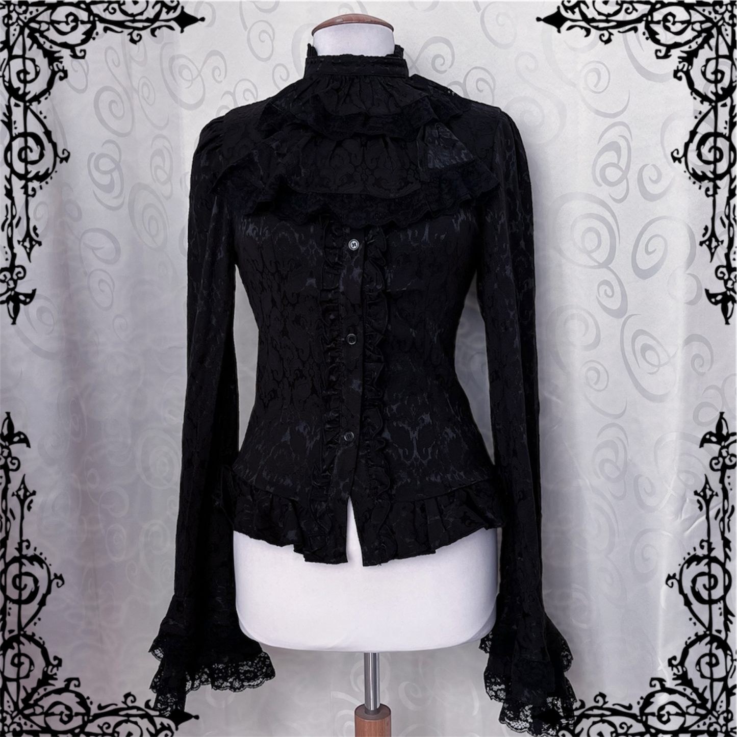Dracula Gothic victorian style brocade cravat shirt 🖤🦇