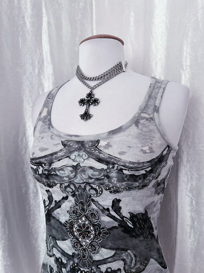 Y2K style graphic & beaded tank top ✨