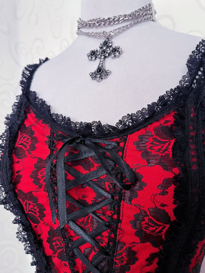 00’s Vampire gothic lace-up red top ❤️🦷