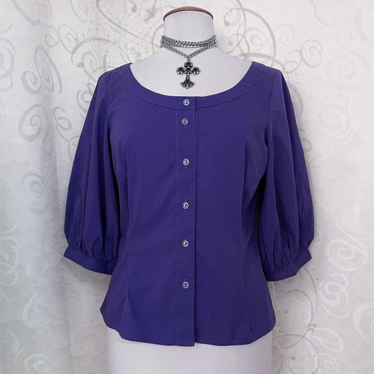 00’s Jirai Kei style purple shirt with puff sleeves 💜🦇