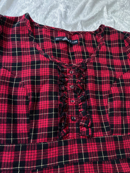00’s Japanese fashion style cotton plaid dress ❣️