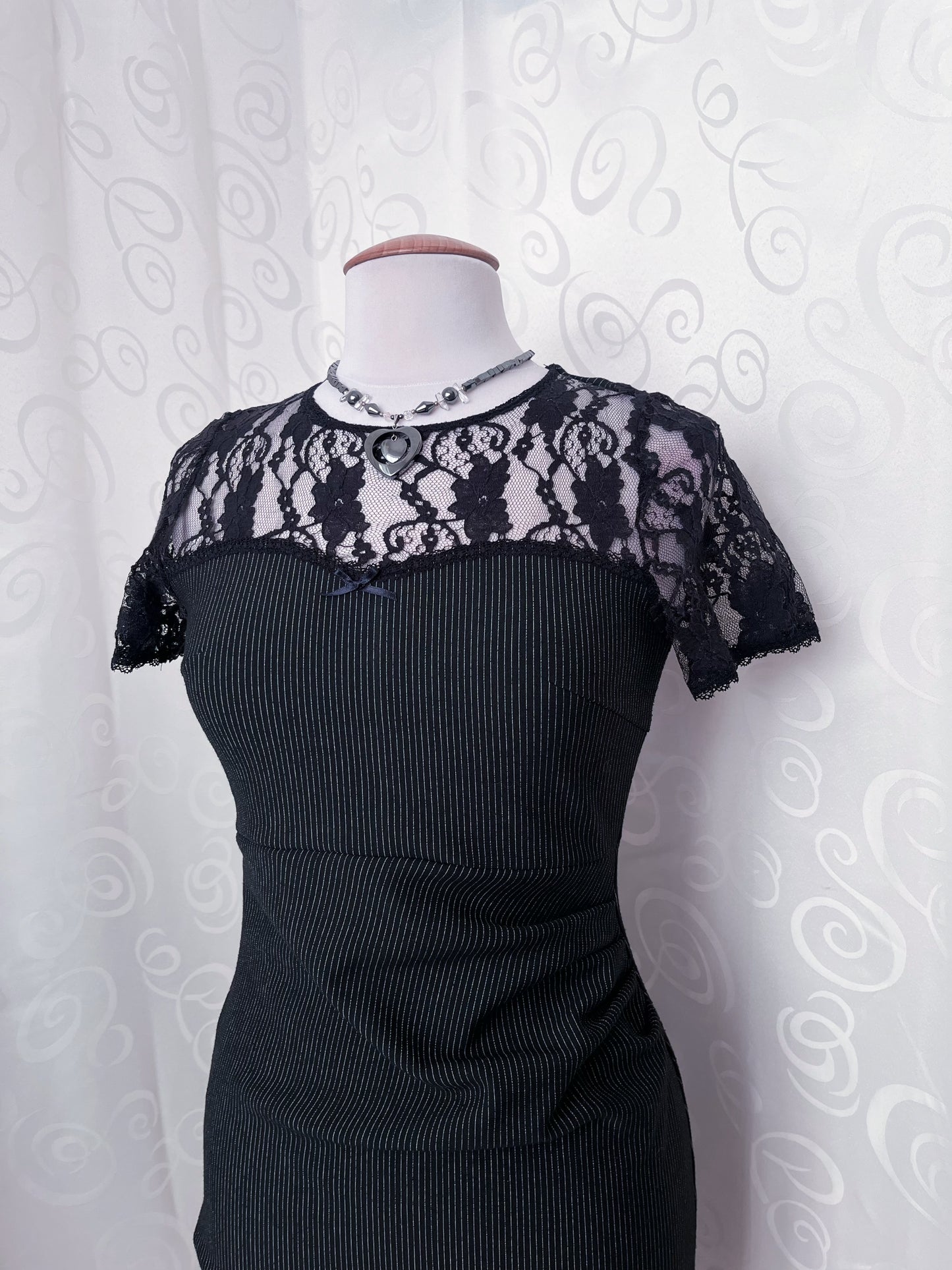 VIVE MARIA Gothic coquette black striped dress with lace detail 🕷️❤️