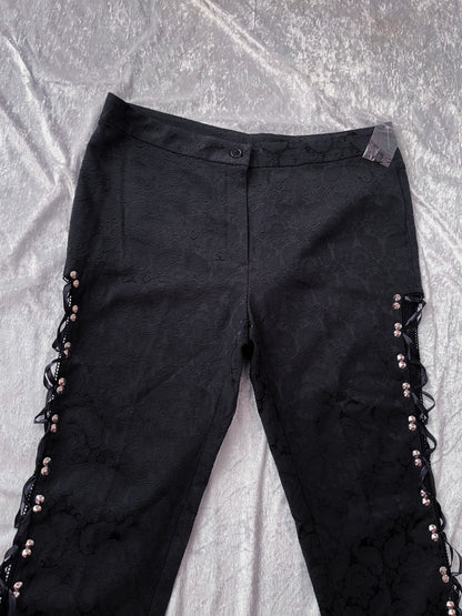 Dracula Side Laced Brocade Pants 🖤