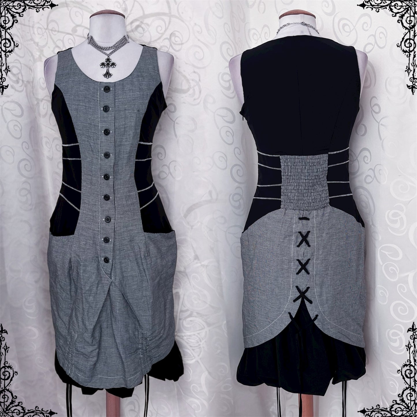 00’s iconic Dark Coquette plaid dress with lace up back detail 🗝🏰