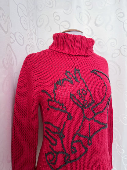 00’s X-Mail knit turtleneck sweater with dragon embroidery 🐉