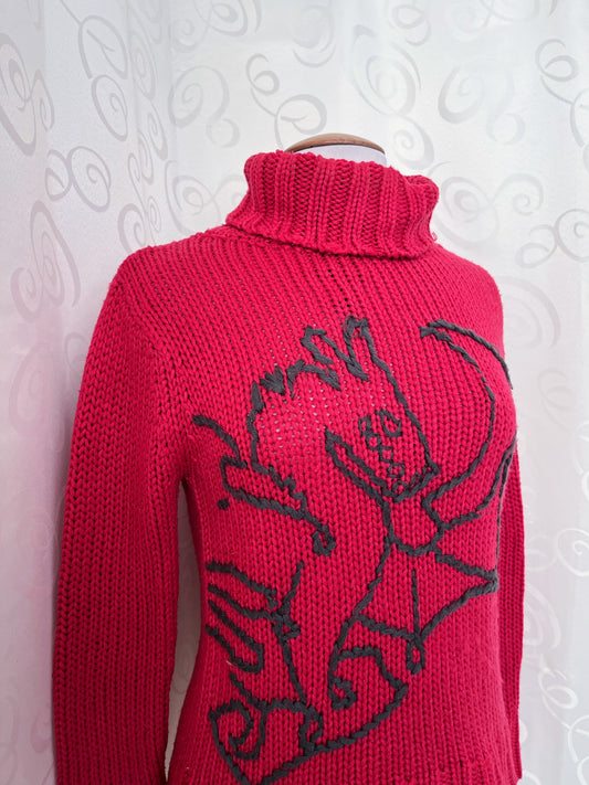 00’s X-Mail knit turtleneck sweater with dragon embroidery 🐉