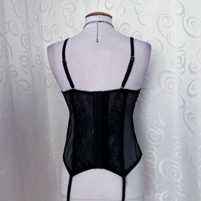 00’s whimsy black lacey corset with brown bow details 🐌 🖤