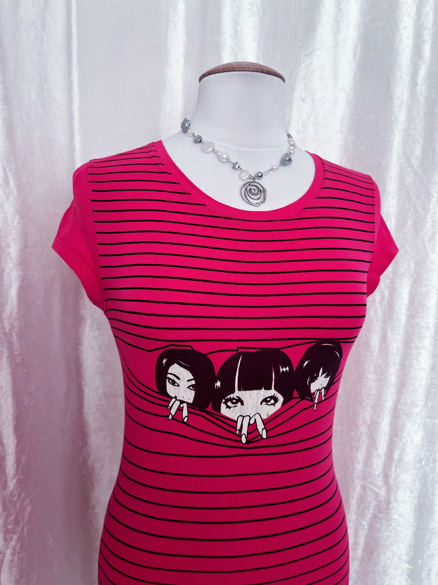 Emo/Scene Japanese girls tunic striped cotton tee 🎀