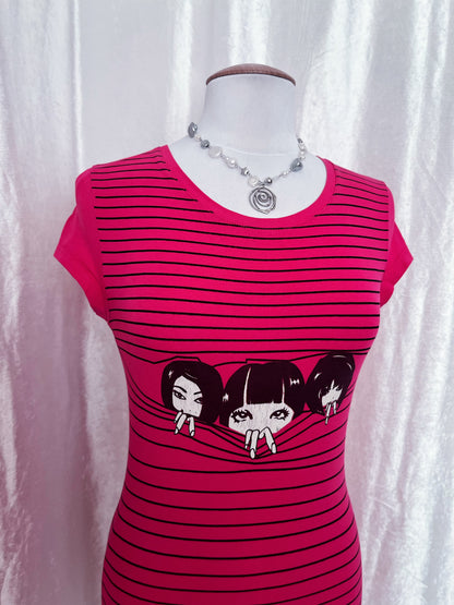 Emo/Scene Japanese girls tunic striped cotton tee 🎀