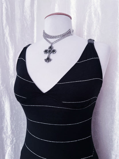 00’s fishbone striped dress ✨