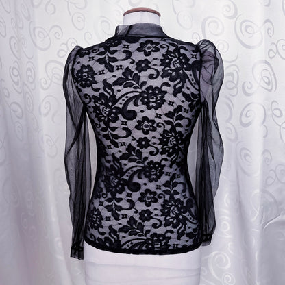 Gothic lacey top with puff mesh sleeves 🕷️