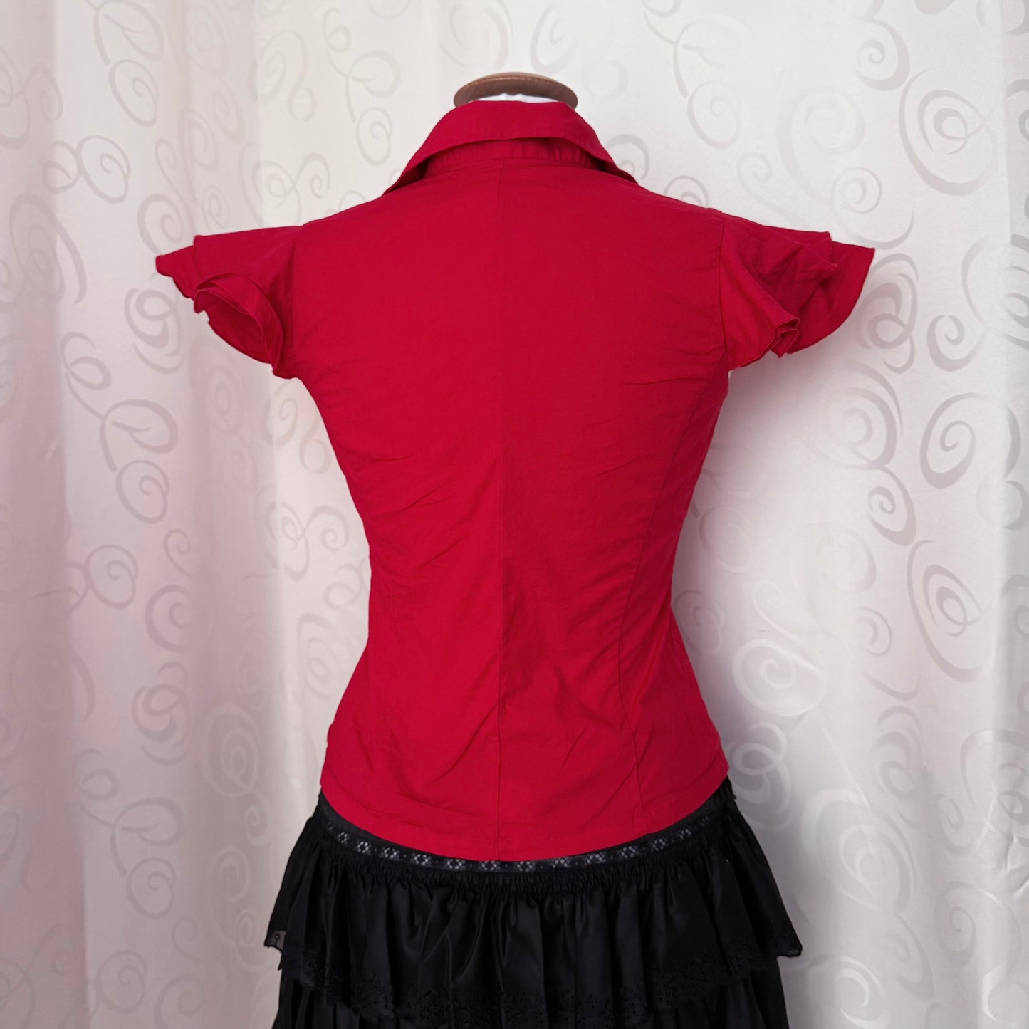 00’s Dark Coquette red cotton shirt 🗝️❣️