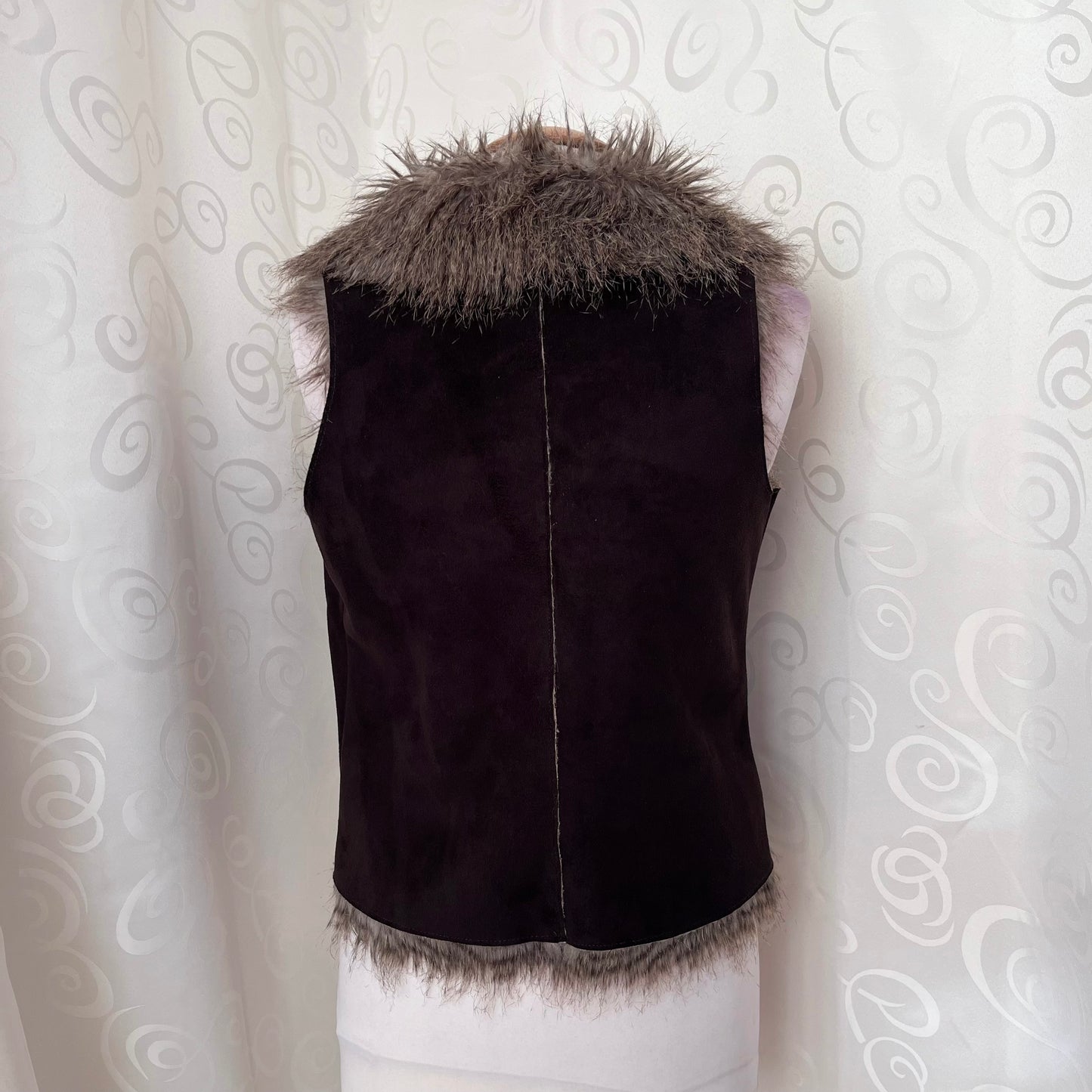 00’s brown faux fur afghan brown vest 🌀🍄‍🟫