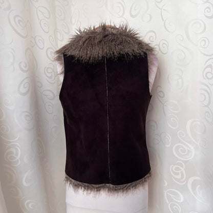 00’s brown faux fur afghan brown vest 🌀🍄‍🟫