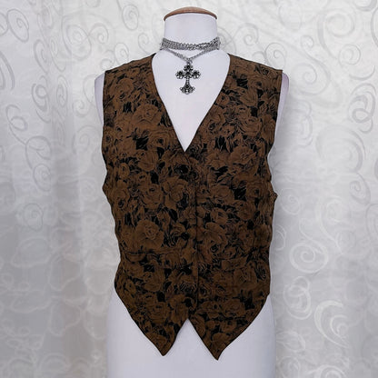 Vintage brown floral vest 🐌⚜️