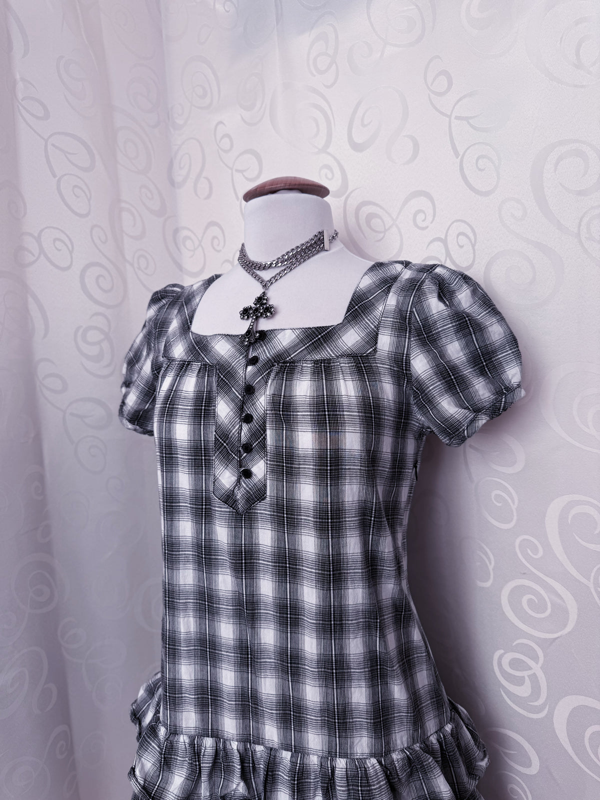 Horror Protagonist/Dark Coquette plaid mini dress 🎞️🗝️