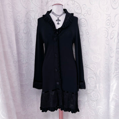 00’s Gothic heavy cardigan with lacey & velvet details 🦇🌀
