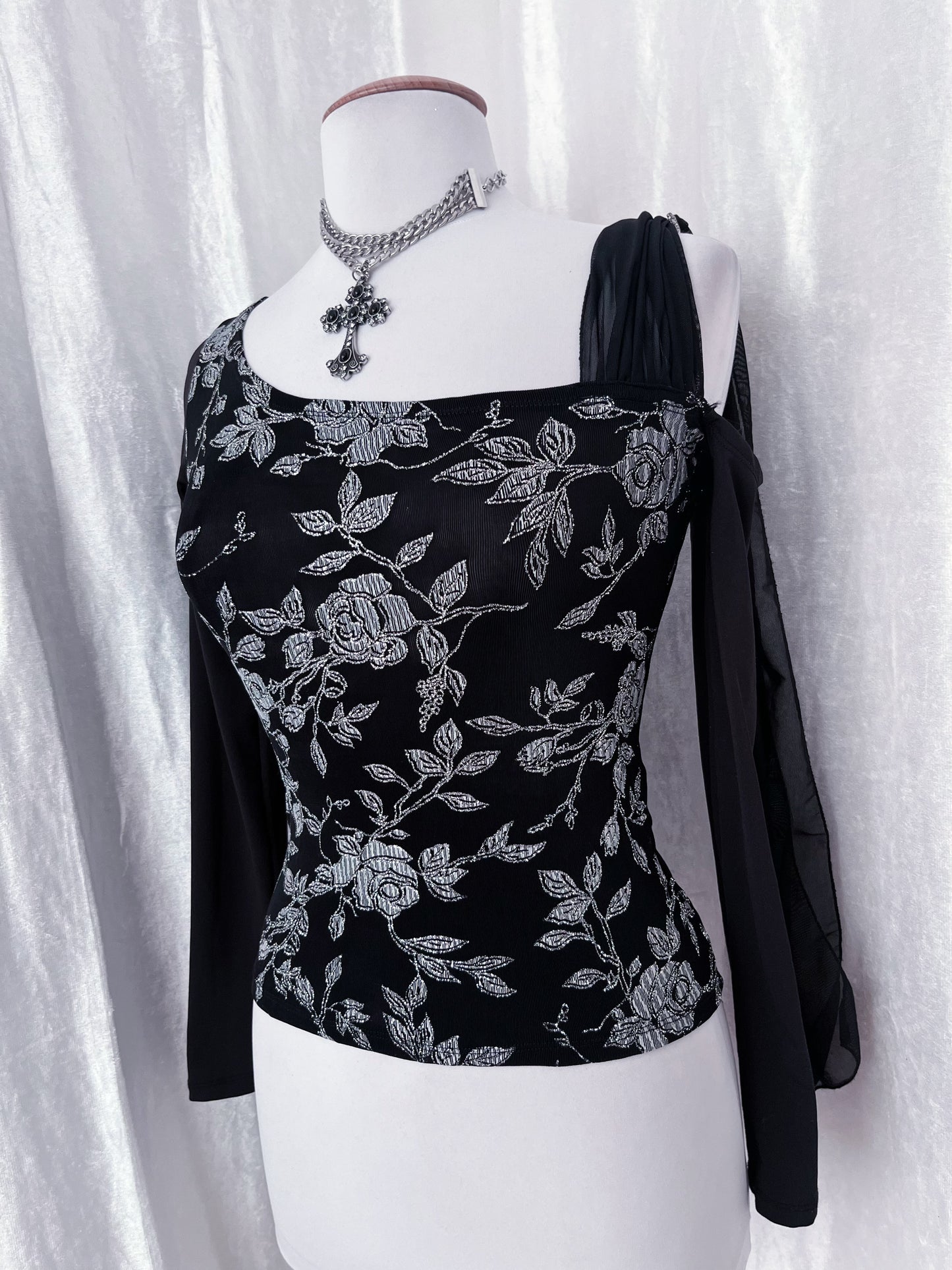 Whimsygoth asymmetrical black top