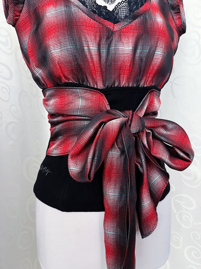 MISS SIXTY 00’s tartan boned top with big bow detail 🖤❤️